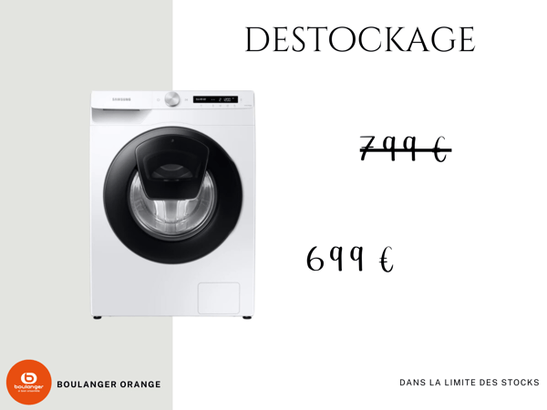 Lave linge hublot Samsung WW80T552DAW AddWash