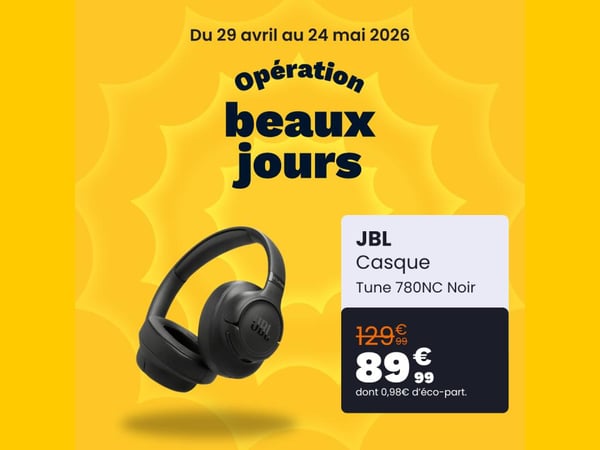 Votre playlist préférée mérite le meilleur son ! 🎶✨

Le casque JBL Tune 780NC est à prix cassé pour les Beaux Jours chez Boulanger La Roche-sur-Yon ! 🚀

📉 Prix canon : 89,99€ (au lieu de 129,99€)

Que ce soit pour réviser, voyager ou simplement flâner en centre-ville à La Roche, sa réduction de bruit et son confort vont vous changer la vie. ☁️

👉 Dispo en magasin