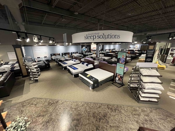 Madison East Slumberland Furniture Sleep Solutions mattress section