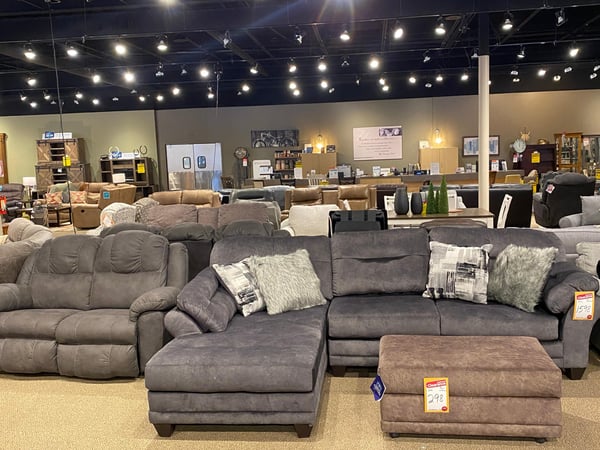Slumberland Furniture Store in Hayward,  WI - Brown leather sectional