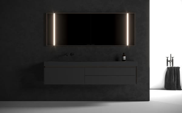 Badmöbel in schwarz mit Spiegelschrank