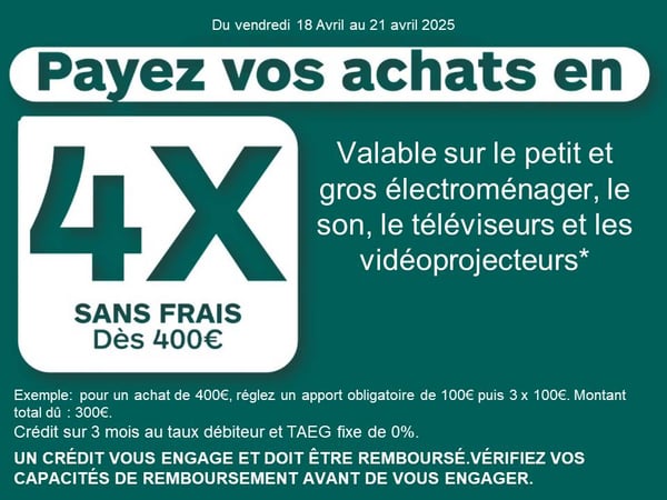 Payez vos achats en 4 X sans frais à Boulanger Bordeaux Lac