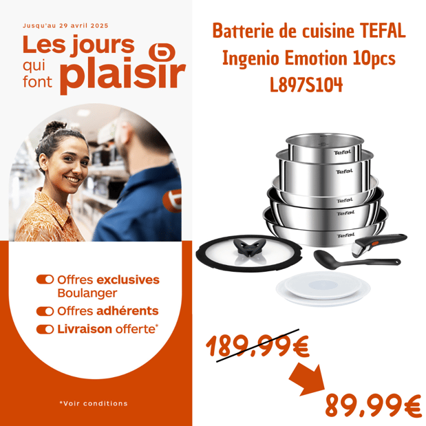 Batterie de cuisine TEFAL Ingenio Emotion 10pcs L897S104