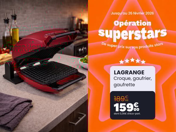 croque-gaufrier LAGRANGE Premium Gaufres Rouge Mat, Produit Super Star en promotion chez Boulanger Toulouse Colomiers
