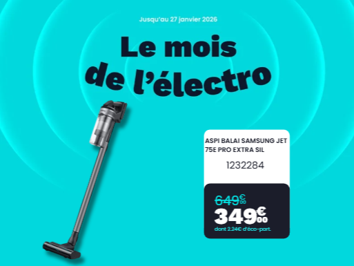 🌀✨ Le Mois de l’Électro : Aspirateur balai Samsung Jet 75E Pro en super offre ! ✨🌀