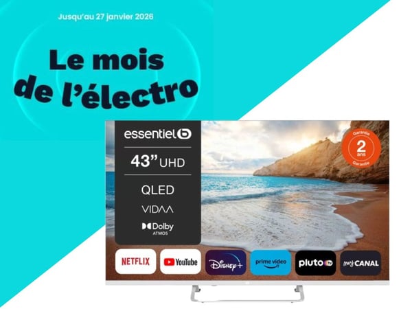 TV QLED ESSENTIELB Blanc 43QLED306W ( 109cm )