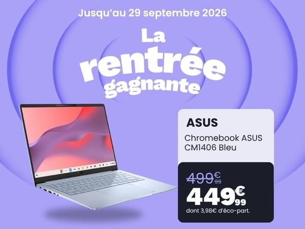 découvrez le Chromebook ASUS CM1406 Bleu Iridescent 14