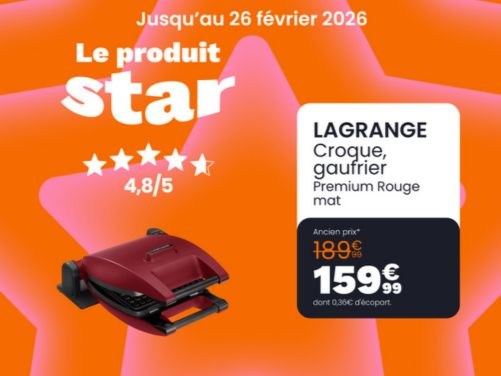 Croque, gaufrier LAGRANGE Premium rouge mat chez Boulanger Vendenheim reichstett !