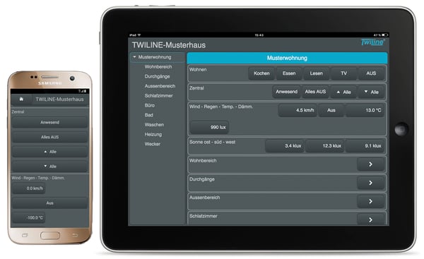 Das TWILINE - WebApp; selbxterklärendes Smart Home - App