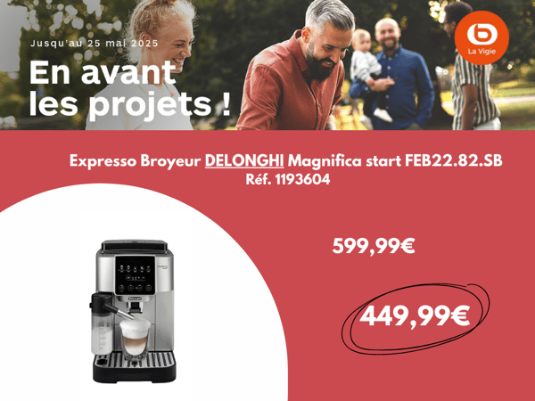 Expresso Broyeur DELONGHI Magnifica start FEB22.82.SB Réf. 1193604