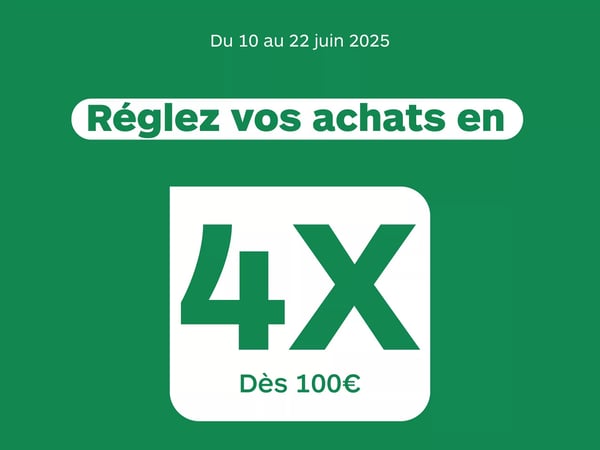 Réglez vos produits en 4X par carte bancaire 💳