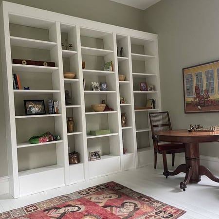 Greensboro - Custom closets - white shelving unit with 3 wide columns and 2 narrow columns in between