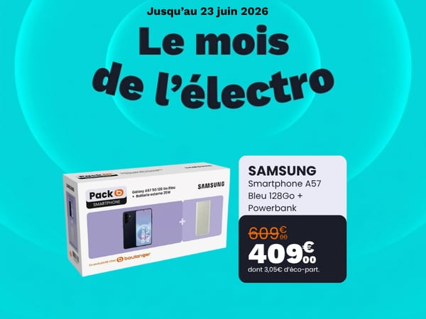 Smartphone SAMSUNG Pack A57 Bleu 128Go + Powerbank