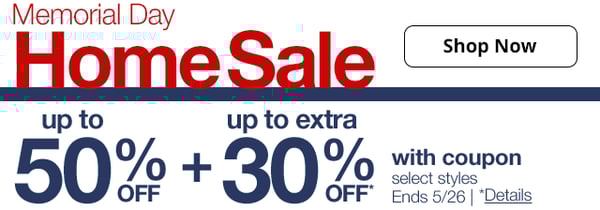 Save up to 50% off plus an extra 30% off during JCPenney's Memorial Day Home Sale