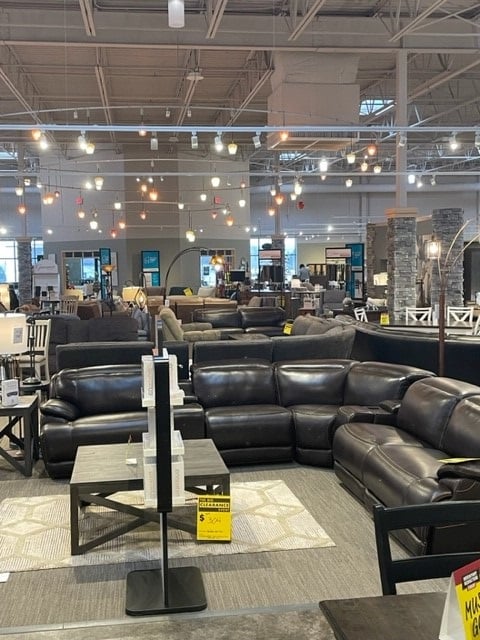 Slumberland Furniture Store in West Des Moines,  IA - Brown Leather Sectional