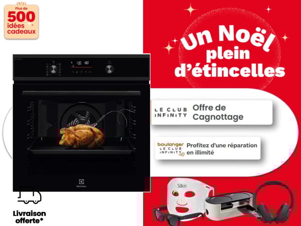 Four encastrable Samsung noir à chaleur tournante en promotion de Noël chez Boulanger Toulouse Colomiers – fours pyrolyse, vapeur et multifonctions disponibles chez Bosch, Electrolux, Whirlpool et Brandt, livraison offerte et offres exceptionnelles.
Fours encastrables et posables disponibles chez Boulanger Toulouse Colomiers – Cuisson chaleur tournante, vapeur ou multifonctions, modèles aussi disponibles chez Electrolux, Bosch, Whirlpool, Samsung, Siemens et Brandt.