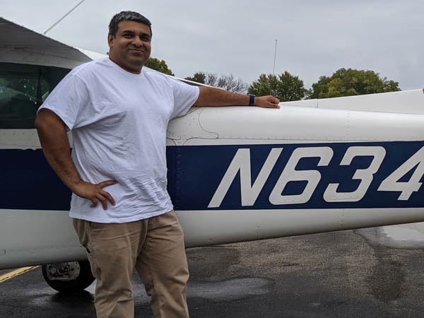 Ashwin Narayan training for his pilot's license