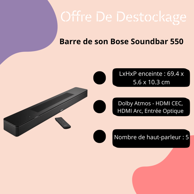 La Barre de son Bose Soundbar 550 de votre magasin Boulanger Persan-Chambly.