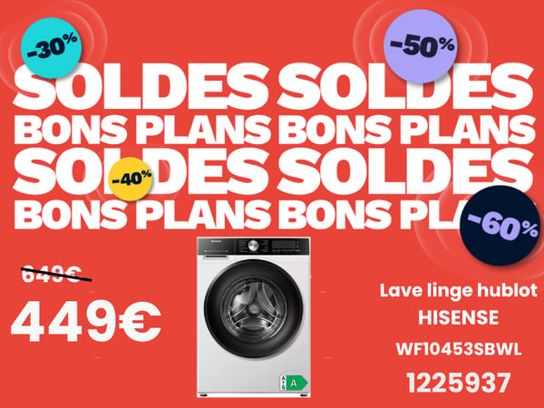 HISENSE Réf. 1225937 Lave linge hublot HISENSE WF10453SBWL