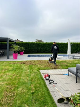 Thury Paysagiste & Services – Scarification de gazon et apport d’engrais à Fey, canton de Vaud.