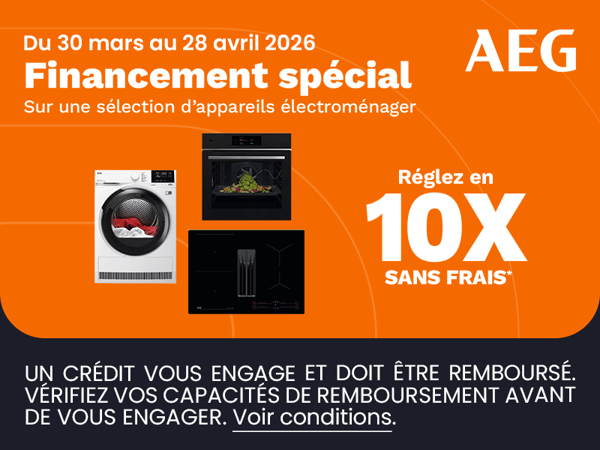 Payez votre gros électroménager de la marque ELECTROLUX  en 10 X SANS FRAIS*  (voir conditions en magasin et sur Boulanger.com)