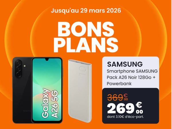 SAMSUNG Pack A26 Noir 128Go + Powerbank