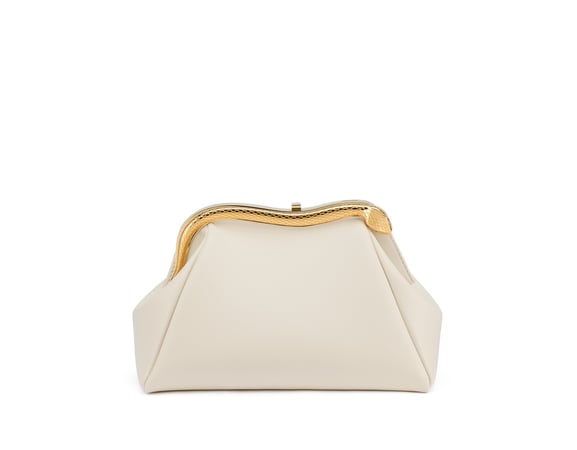 Serpentine small pouch in ivory opal smooth calf leather.