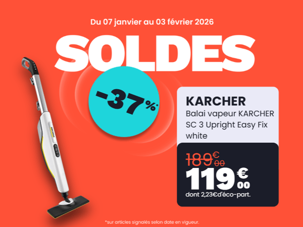 🔥 BONS PLANS SOLDES – BALAI VAPEUR SANS FIL KARCHER SC 3 UPRIGHT EASYFIX chez Boulanger Thiais 🔥