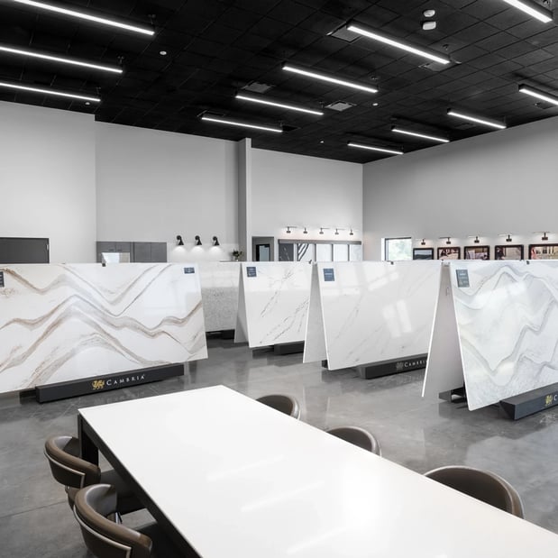 CAMBRIA SALES AND DISTRIBUTION CENTER SHOWROOM – HOUSTON quartz conference table