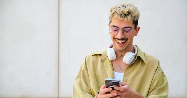 man headphones
