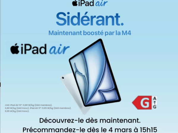 iPad Air boosté par la puce M4 arrive chez  Boulanger Angoulême - Champniers.