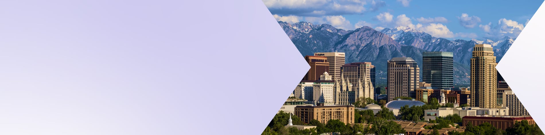 the skyline of Salt Lake City, Utah, with the Wasatch Mountains