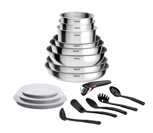 Batterie de cuisine TEFAL Cook Eat 17pcs Ingenio Inox