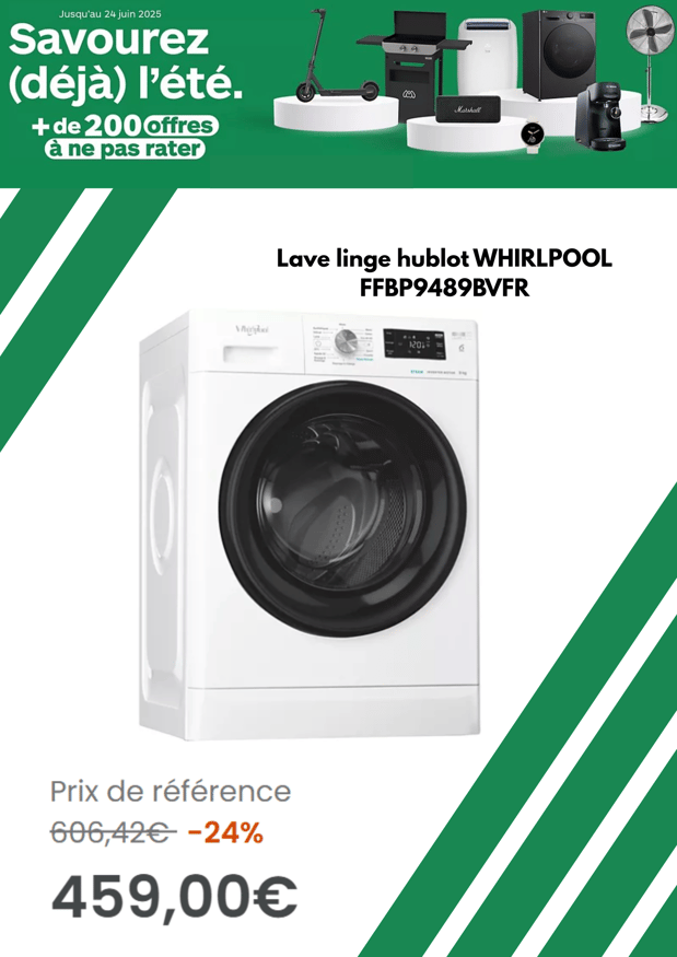 Lave linge hublot WHIRLPOOL FFBP9489BVFR