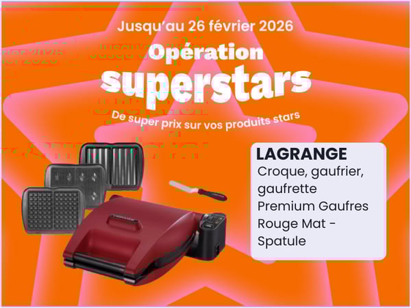 Croque, gaufrier, gaufrette LAGRANGE Premium Gaufres Rouge Mat - Spatule