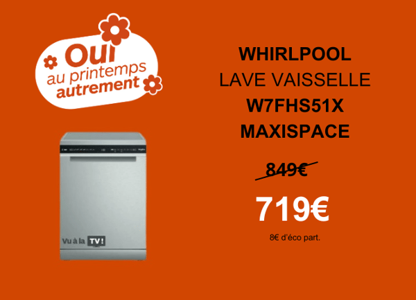 Lave vaisselle WHIRLPOOL W7FHS51X Boulanger Perpignan