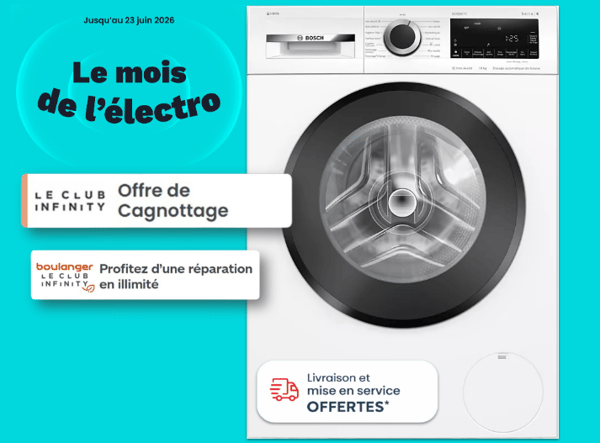 🧺 Le mois de l'électro : Offrez le meilleur soin à votre linge avec Bosch !
C'est le moment de simplifier votre quotidien et de faire des économies d'énergie ! Dans le cadre de notre opération