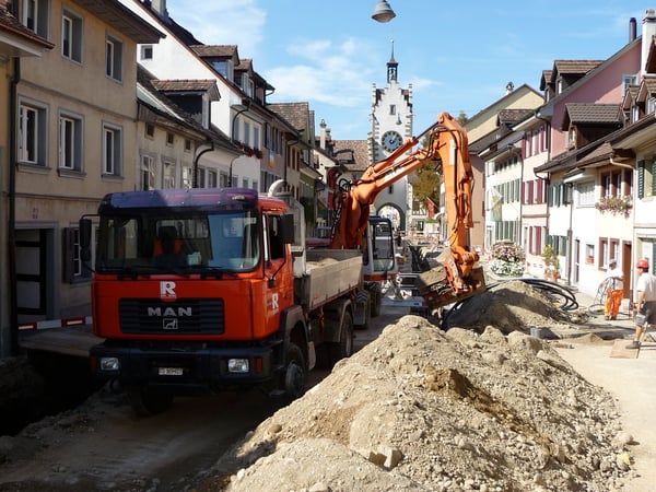 Tiefbauarbeiten mit Werkleitungsbau in der Altstadt von Diessenhofen