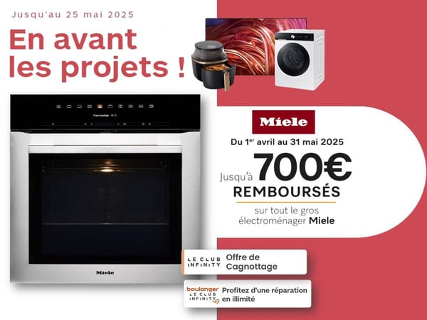 Boulanger Anglet

Offre Miele 700 € remboursés

En avant les projets Boulanger

Gros électroménager Miele Anglet

Four Miele Boulanger

Offre remboursement Miele 2025

Club Infinity Boulanger

Cagnottage électroménager Anglet

Réparation illimitée Boulanger

Promotion cuisine haut de gamme Anglet