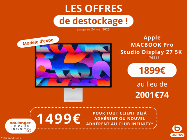 Apple
 MACBOOK Pro 
Studio Display 27 5K , offre destockage