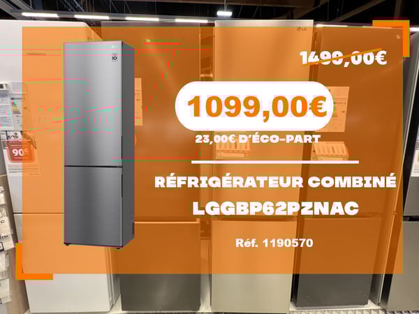 REFRIGERATEUR COMBINE LG GB62PZNAC