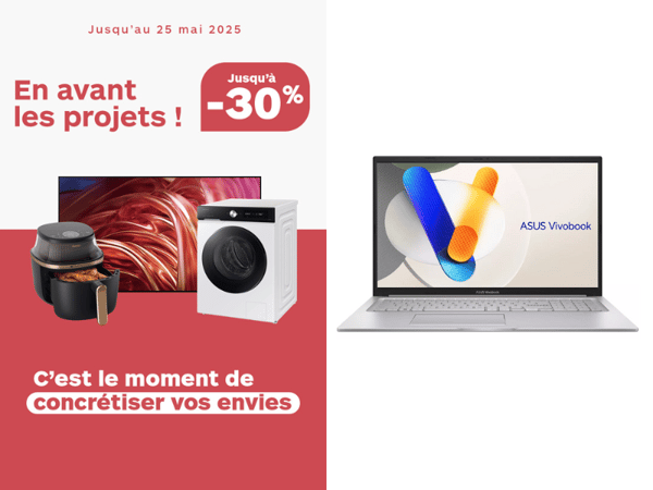 Venez découvrir l'Ordinateur portable ASUS Vivobook 17 S1704VA-AU232W en promotion à l'occasion de notre catalogue 