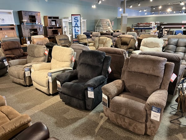 Recliners at Slumberland Furniture Store in Alexandria,  MN