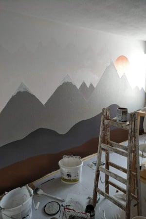 Kinderzimmer Dekowand Berge