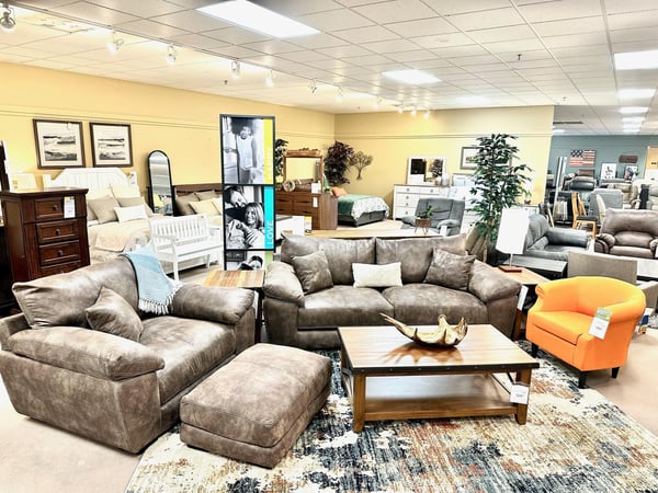 Slumberland Furniture Store in Eau Claire,  WI - Brown Leather Sofa & Chair