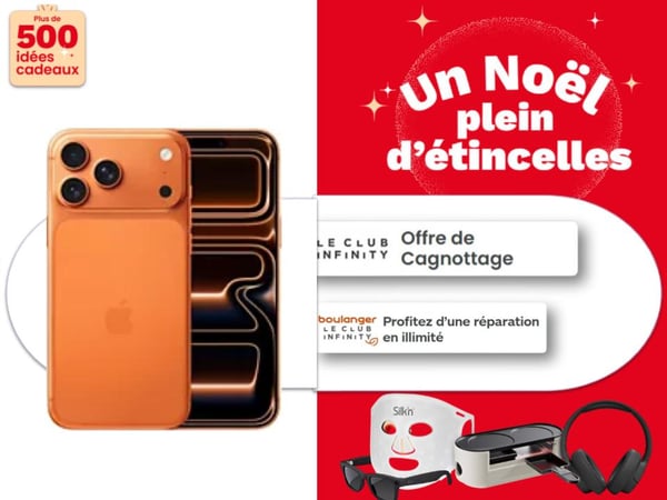 iPhone 17, 17 Pro et 17 Pro Max pour le Black Friday chez Boulanger Toulouse Colomiers – smartphone Apple, écran Super Retina XDR, puce A18 Bionic, photo haute qualité, AirPods, Apple Watch et MacBook disponibles.
Nouvelle gamme iPhone 17 disponible chez Boulanger Toulouse Colomiers – iPhone 17, 17 Pro, 17 Pro Max et 17 Air, smartphones haut de gamme Apple, modèles disponibles aussi en comparaison avec Samsung Galaxy, Google Pixel, Xiaomi et Oppo.
Apple 
Iphone Air; iPhone 17 pro
Apple Care+
Infinity Smartphone