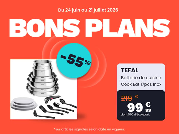 Batterie de cuisine TEFAL Cook Eat 17pcs Ingenio Inox