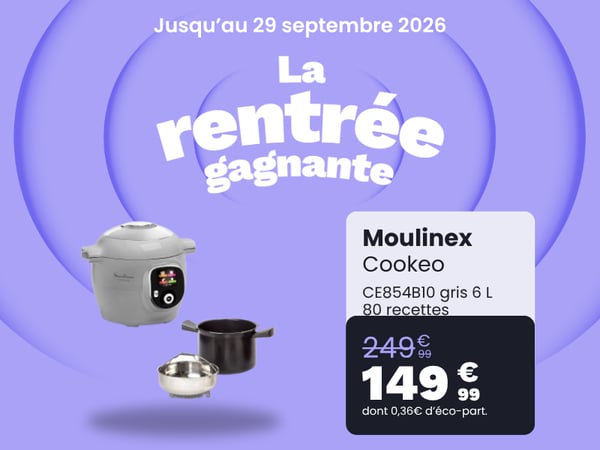 Cookeo MOULINEX CE854B10 gris 6 L, 6 modes de cuisson, 80 recettes