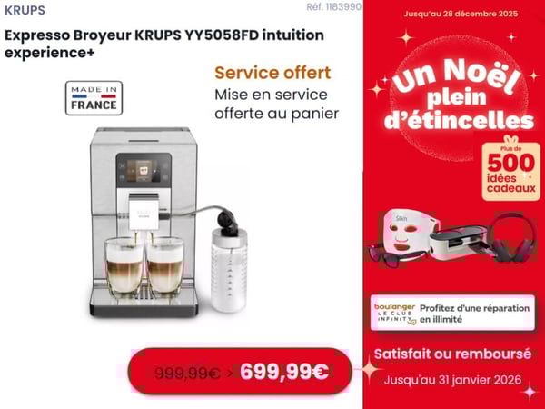 Offre spéciale : Expresso Broyeur KRUPS Intuition Experience+ à 699,99 € chez Boulanger Biganos