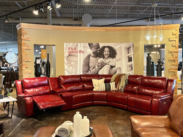 Slumberland Furniture Store in Rockford,  IL - Red Reclining Sectional Sofa